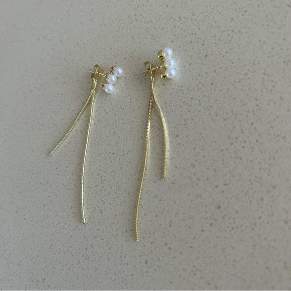 Front Back Pearl Dangling Earrings - Picture 2 of 13